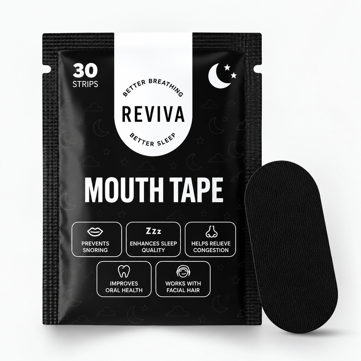 Reviva Mouth Tape single package with black strip